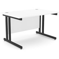 Office Desk Black Double Cantilever Twin Leg Straight Desk Width 1200mm White Ashford