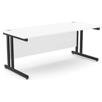 Office Desk Black Double Cantilever Twin Leg Straight Desk Width 1800mm White Ashford