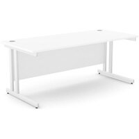 Office Desk White Double Cantilever Twin Leg Straight Desk Width 1800mm White Ashford