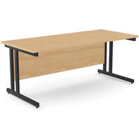 Office Desk Black Double Cantilever Twin Leg Straight Desk Width 1800mm Beech Ashford