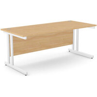Office Desk White Double Cantilever Twin Leg Straight Desk Width 1800mm Beech Ashford