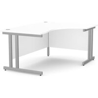 Ashford Silver Metal Twin Leg Right Hand Crescent white Desk 1600mm