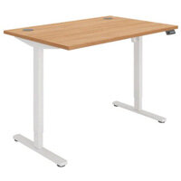 Core Electric Single Motor Height Adjustable Sit Stand Desk 1200 x 800 Norwegian Beech Top and White frame 5 Year Warranty