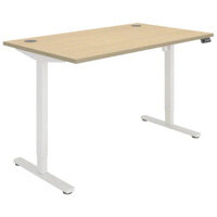 Core Electric Single Motor Height Adjustable Sit Stand Desk 1400 x 800 Canadian Oak Top and White frame 5 Year Warranty