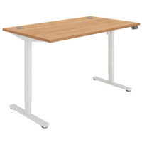 Core Electric Single Motor Height Adjustable Sit Stand Desk 1400 x 800 Norwegian Beech Top and White frame 5 Year Warranty
