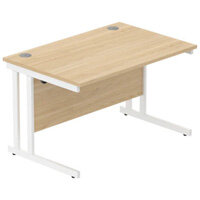 Core Office Rectangular Desk 1200mmX800mm Canadian Oak With Double Cantilever White Frame 