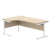Core Left Hand Corner Office Desk - W1800xD1200xH730mm - Canadian Oak - Single Cantilever White Frame
