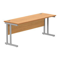 Core Office Rectangular Desk 1800mmX600mm Norwegian Beech With Double Cantilever Silver Frame 