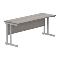 Core Office Rectangular Desk 1800mmX600mm Alaskan Grey Oak With Double Cantilever Silver Frame 