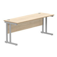 Core Office Rectangular Desk 1800mmX600mm Canadian Oak With Double Cantilever Silver Frame 
