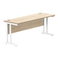 Core Office Rectangular Desk 1800mmX600mm Canadian Oak With Double Cantilever White Frame 