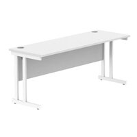 Core Office Rectangular Desk 1800mmX600mm Arctic White With Double Cantilever White Frame 