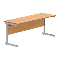 Core Office Rectangular Desk 1800mmX600mm Norwegian Beech With Single Cantilever Silver Frame 