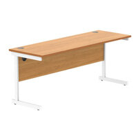 Core Office Rectangular Desk 1800mmX600mm Norwegian Beech With Single Cantilever White Frame 