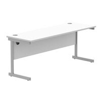 Core Office Rectangular Desk 1800mmX600mm Arctic White With Single Cantilever Silver Frame 