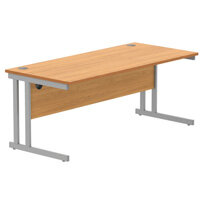 Core Office Rectangular Desk 1800mmX800mm Norwegian Beech With Double Cantilever Silver Frame 