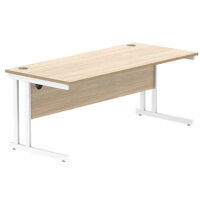 Core Office Rectangular Desk 1800mmX800mm Canadian Oak With Double Cantilever White Frame 