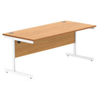 Core Office Rectangular Desk 1800mmX800mm Norwegian Beech With Single Cantilever White Frame 