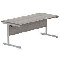 Core Office Rectangular Desk 1800mmX800mm Alaskan Grey Oak With Single Cantilever Silver Frame 