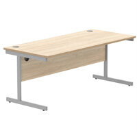 Core Office Rectangular Desk 1800mmX800mm Canadian Oak With Single Cantilever Silver Frame 
