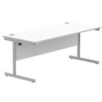 Core Office Rectangular Desk 1800mmX800mm Arctic White With Single Cantilever Silver Frame 