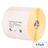 Zebra Z-Perform 1000T White Thermal Transfer Labels - 102 × 76 mm, Permanent Acrylic Adhesive, 4 Rolls × 1,890 Labels