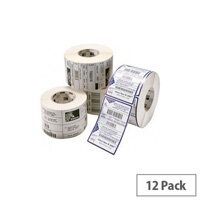 Zebra Z-Ultimate 3000T Silver Thermal Transfer Labels 38 x 19mm Permanent Acrylic Adhesive - 3006493 - 3720 Labels per Roll Pack of 12