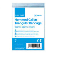 Blue Dot Hemmed Calico Triangular Bandage, Pack of 10