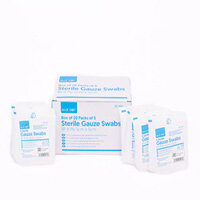 Blue Dot Sterile Gauze Swabs, 8 Ply 5cm x 5cm, Box of 20 Packs of 5