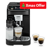 De’Longhi Magnifica Plus Automatic Coffee Machine Black with 15 Pre-set Drinks, 15 bar Pressure, 1.8 L Water Tank, 250 g Bean Grinder & Auto Milk Frother