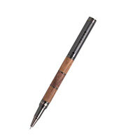 Tom Hessin Revolution Collection Rustic Rollerball Pen with Wooden Barrel and Gunmetal Trims
