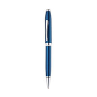 Cross Foundry Glossy Translucent Blue Lacquer with Polished Chrome Trims Ballpoint Pen