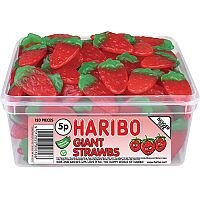Haribo Giant Strawberry Drum Jelly Sweets (Pack of 1) 9547 Haribo Giant Strawberry Drum Jelly Sweets (Pack of 1) 9547