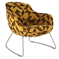 Frovi ILK LOW Armchair With Chrome Sled Base H820xW780xD780mm 425mm Seat Height - Fabric Band B