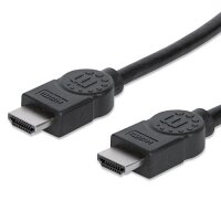 Manhattan HDMI Cable - 75 Feet, 22.86 Metre - 2 x Male HDMI Port - Audio Video Cable for TV's, Computers, Blu-ray Players, Gaming Console, Laptop or Desktop Computers - Speed of 10.2 Gbps at 340 MHz Bandwidth - Colour: Black Manhattan HDMI Cable - 75 Feet, 22.86 Metre - 2 x Male HDMI Port - Audio Video Cable for TV's, Computers, Blu-ray Players, Gaming Console, Laptop or Desktop Computers - Speed of 10.2 Gbps at 340 MHz Bandwidth - Colour: Black