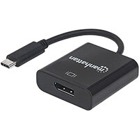 Manhattan USB-C to DisplayPort 1.2 Cable, 4K@30Hz, 21cm, Male to Female, Black, Lifetime Warranty, Blister, 3.2 Gen 1 (3.1 Gen 1), DisplayPort output, 3840 x 2160 pixels Manhattan USB-C to DisplayPort 1.2 Cable, 4K@30Hz, 21cm, Male to Female, Black, Lifetime Warranty, Blister, 3.2 Gen 1 (3.1 Gen 1), DisplayPort output, 3840 x 2160 pixels