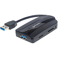 Manhattan USB-A 3-Port Hub and Card Reader/Writer, 3x USB-A Ports, 5 Gbps (USB 3.2 Gen1 aka USB 3.0), Supports MicroSD, SD and MMC Memory Cards, Bus Powered, SuperSpeed USB, Windows and Mac, Black, Three Year Warranty, Blister, USB 3.2 Gen 1 (3.1 Gen 1) T Manhattan USB-A 3-Port Hub and Card Reader/Writer, 3x USB-A Ports, 5 Gbps (USB 3.2 Gen1 aka USB 3.0), Supports MicroSD, SD and MMC Memory Cards, Bus Powered, SuperSpeed USB, Windows and Mac, Black, Three Year Warranty, Blister, USB 3.2 Gen 1 (3.1 Gen 1) T