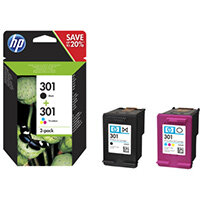 HP 301, Standard Yield, Pigment-based ink, 3 ml, 3 ml, 2 pc(s), Multi pack HP 301, Standard Yield, Pigment-based ink, 3 ml, 3 ml, 2 pc(s), Multi pack