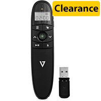 V7 Wireless Green Laser Presenter - RF USB, 30m Range, Black, Professional Presentation Tool