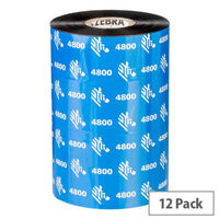 Zebra 4800 Resin Thermal Transfer Ribbon 60 mm x 450 m Black 04800BK06045 Pack of 12