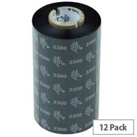 Zebra 2300 Wax Thermal Ribbon 60 mm x 450 m Black 02300BK06045 Pack of 12