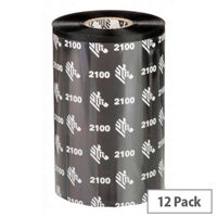 Zebra 2100 High Performance Wax Thermal Ribbon 40 mm x 450 m Black 02100BK04045 Pack of 12
