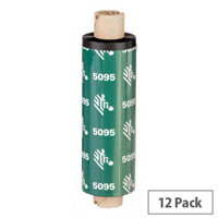 Zebra 5095 High Performance Resin Thermal Ribbon 110 mm x 74 m Black 05095GS11007 Pack of 12