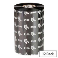 Zebra 2100 Wax Printer Ribbon 156 mm x 450 m Black 02100BK15645 Pack of 12