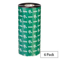 Zebra 5095 Resin Thermal Transfer Ribbon 110 mm x 450 m Black 05095BK11045 Pack of 6