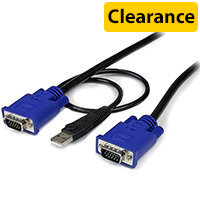 StarTech.com 6 ft 2-in-1 Ultra Thin USB KVM Cable, 1.8 m, VGA, Black, USB, USB A + VGA, VGA