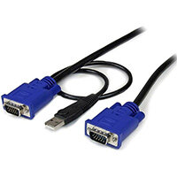 StarTech.com 15 ft 2-in-1 Ultra Thin USB KVM Cable, 4.6 m, VGA, Black, USB, USB A + VGA, VGA