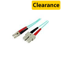 STARTECH 2m Fiber Optic Cable 10 Gb Aqua Multimode Duplex 50/125 LSZH LC/SC OM3 LC to SC Fiber Patch Cable Fiber Optic