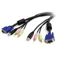 StarTech.com 6 ft 4-in-1 USB VGA KVM Switch Cable with Audio and Microphone, Black, 22 mm, 251 mm, 326 mm, 475 g StarTech.com 6 ft 4-in-1 USB VGA KVM Switch Cable with Audio and Microphone, Black, 22 mm, 251 mm, 326 mm, 475 g