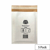 Jiffy Mailmiser Size 5 Bubble Lined 260x345mm White Pack of 5 Jiffy Mailmiser Size 5 Bubble Lined 260x345mm White Pack of 5